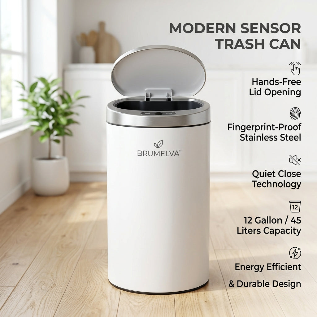 BRUMELVA™ QuietDrop Split-Chamber Step Trash Can
